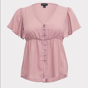 Torrid Dusty Rose ruffle blouse